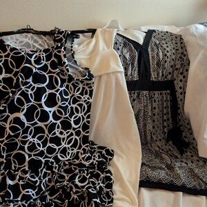 3 Dresses, 2 XL, ! XXL, Black/White & 1 White, ECI New York, Peter NyGard NY